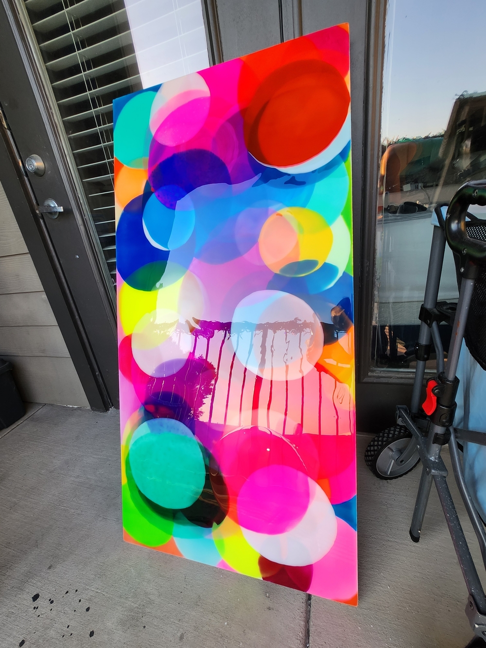 Vibrant Layered Abstract Resin Art Panel - Multicolor Bright, bold Circles